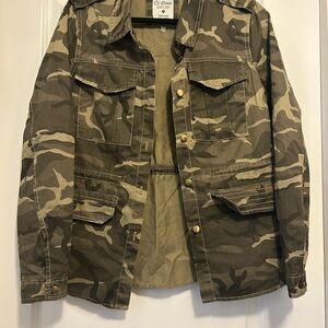 Ci Sono Camouflage Field Jacket with Gold Accents